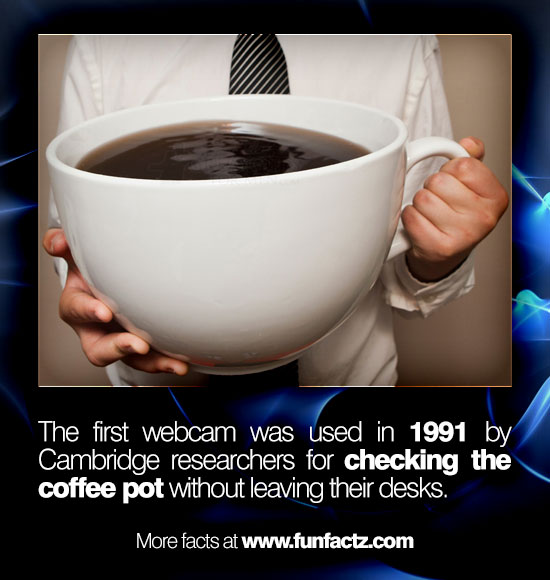 The first webcam was used in 1991 by Cambridge researchers for checking