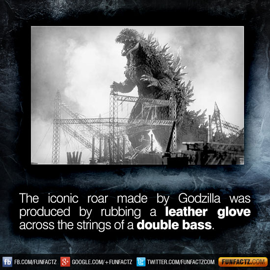 The iconic roar made by Godzilla was produced by rubbing a leather glove across the strings of a double bass.