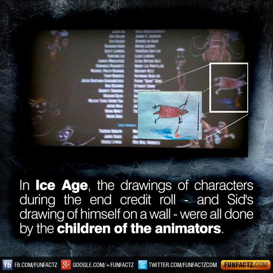 In Ice Age, the drawings of characters during the end