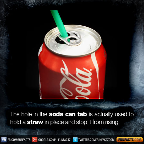 The hole in the soda can tab is actually used to hold a straw in place and stop it from rising.