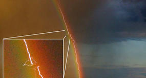 Lucky Picture: Lightning Strikes Plane Flying Through Rainbow