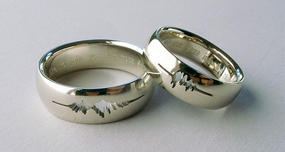 Sound Wave "I Do" Wedding Rings