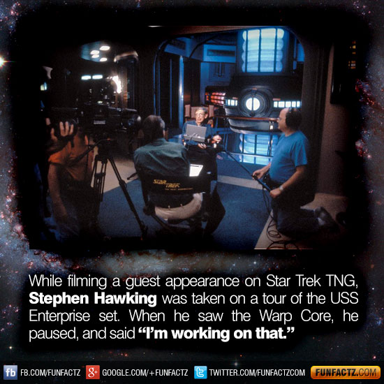 While filming a guest appearance on Star Trek TNG, Stephen Hawking was ...